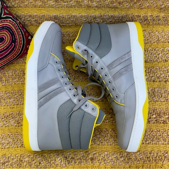 Men’s GUCCI Grey Yellow Ronnie High Top Sneaker Size US 14.5 UK 13.5