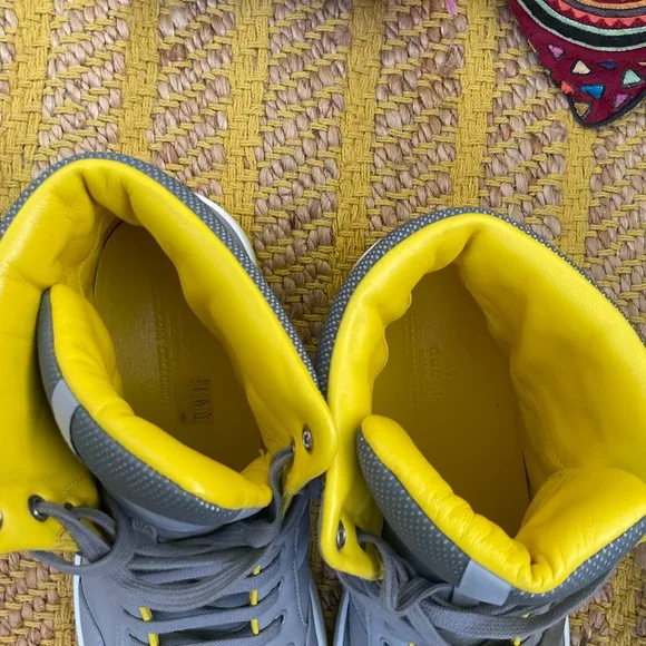 Men’s GUCCI Grey Yellow Ronnie High Top Sneaker Size US 14.5 UK 13.5