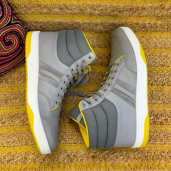 Men’s GUCCI Grey Yellow Ronnie High Top Sneaker Size US 14.5 UK 13.5