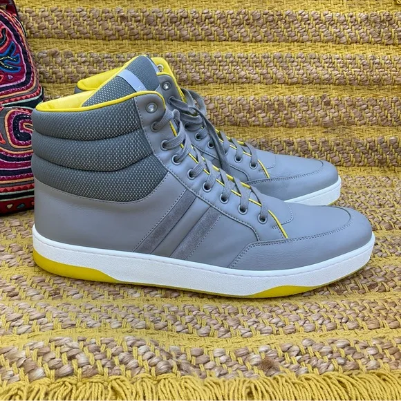 Men’s GUCCI Grey Yellow Ronnie High Top Sneaker Size US 14.5 UK 13.5