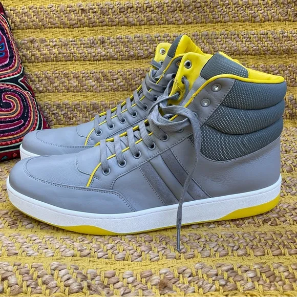 Men’s GUCCI Grey Yellow Ronnie High Top Sneaker Size US 14.5 UK 13.5