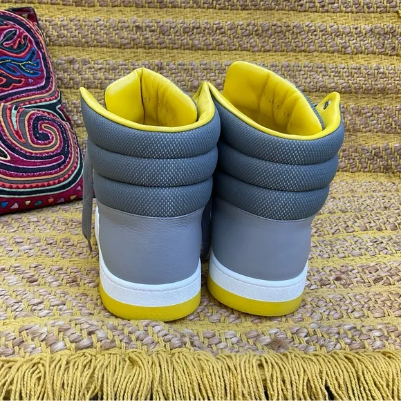Men’s GUCCI Grey Yellow Ronnie High Top Sneaker Size US 14.5 UK 13.5