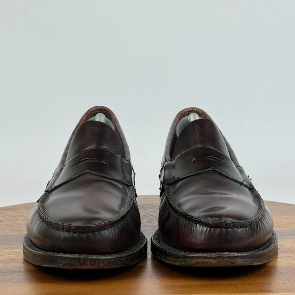 Mens Johnston &amp; Murphy‎ Red Leather Comfort Dress Penny Loafers Shoes Size 13 B