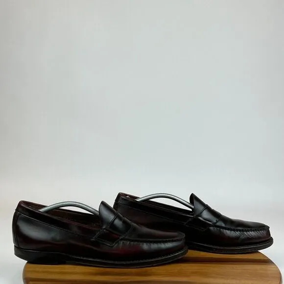 Mens Johnston &amp; Murphy‎ Red Leather Comfort Dress Penny Loafers Shoes Size 13 B