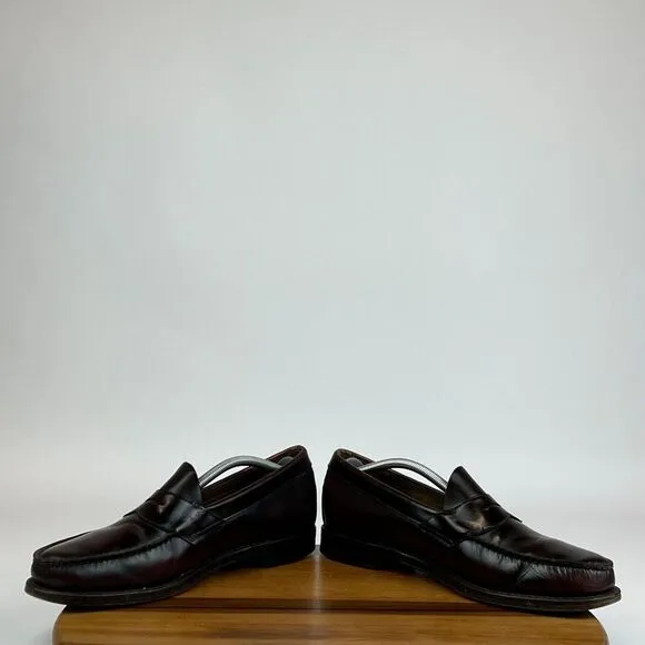 Mens Johnston &amp; Murphy‎ Red Leather Comfort Dress Penny Loafers Shoes Size 13 B