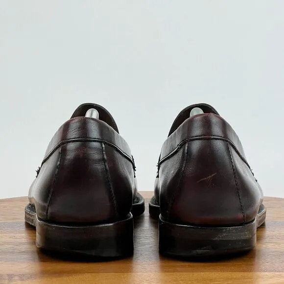 Mens Johnston &amp; Murphy‎ Red Leather Comfort Dress Penny Loafers Shoes Size 13 B