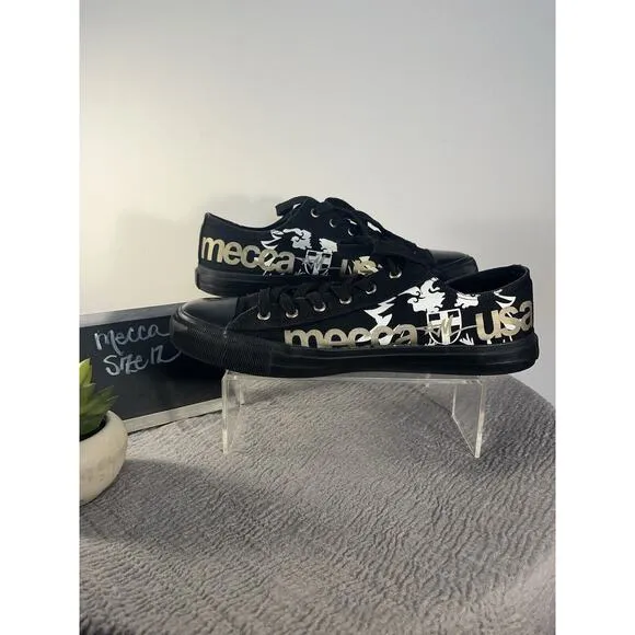 Men's Mecca Sean L Black Gold White USA Athletic Sneaker Size 12 low top