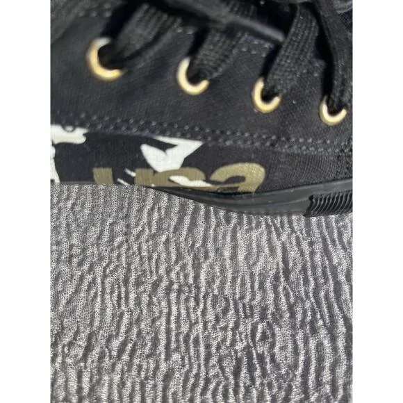 Men's Mecca Sean L Black Gold White USA Athletic Sneaker Size 12 low top