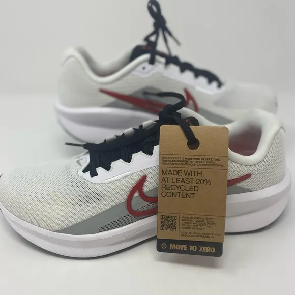 Mens Nike Downshifter 13 White and Red running shoe
