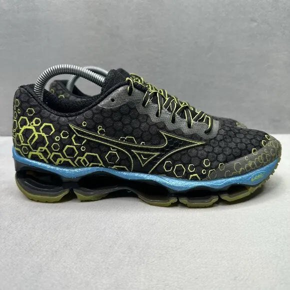 Mens Size 8.5 Mizuno Wave Prophecy 3 Shoes Black Green Athletic Running Sneakers