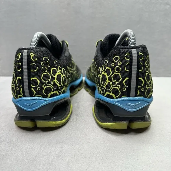 Mens Size 8.5 Mizuno Wave Prophecy 3 Shoes Black Green Athletic Running Sneakers