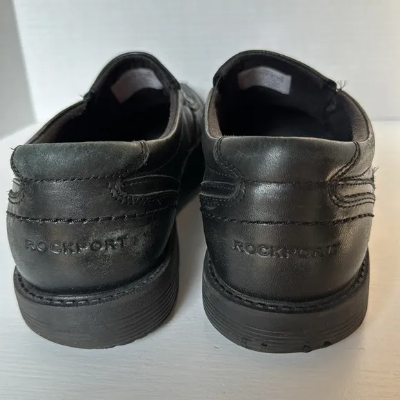 Mens Size 9 Black Shoes Pull on Walkability Trutech Lightweight Formal Rockport