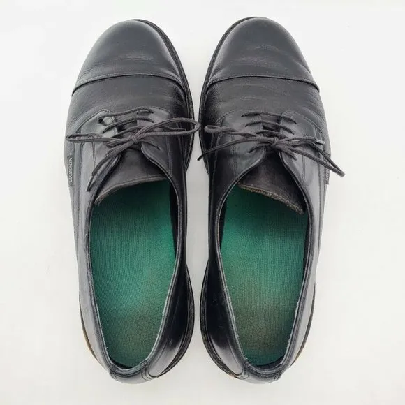 MEPHISTO Air-Relax Black Leather Cap Toe Shoes Shock Absorber Size Men's US 10.5