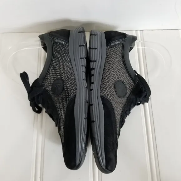 Mephisto Black Snake Print Leather Sneaker Shoes