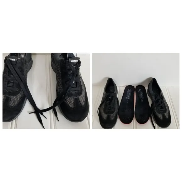 Mephisto Black Snake Print Leather Sneaker Shoes