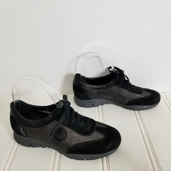 Mephisto Black Snake Print Leather Sneaker Shoes