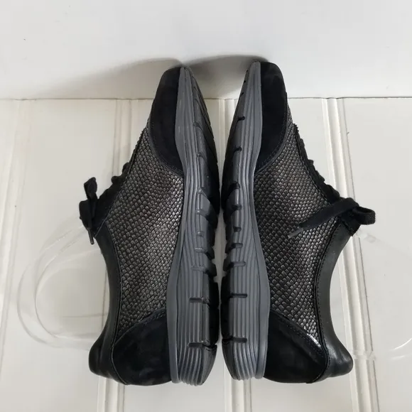 Mephisto Black Snake Print Leather Sneaker Shoes