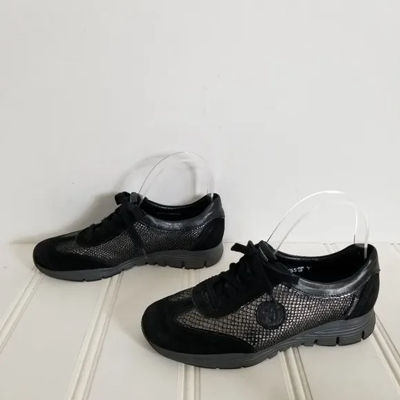 Mephisto Black Snake Print Leather Sneaker Shoes