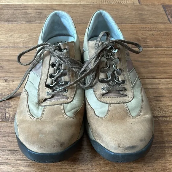 Mephisto Nubuck Leather Lace Up Sneakers Comfort Casual Shoes Tan Brown Size 9.5