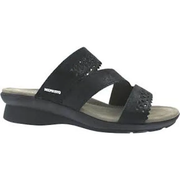 Mephisto Prisca Sandal Slide 36 Wedge‎ Black Nubuck SoftAir Shock Support $279