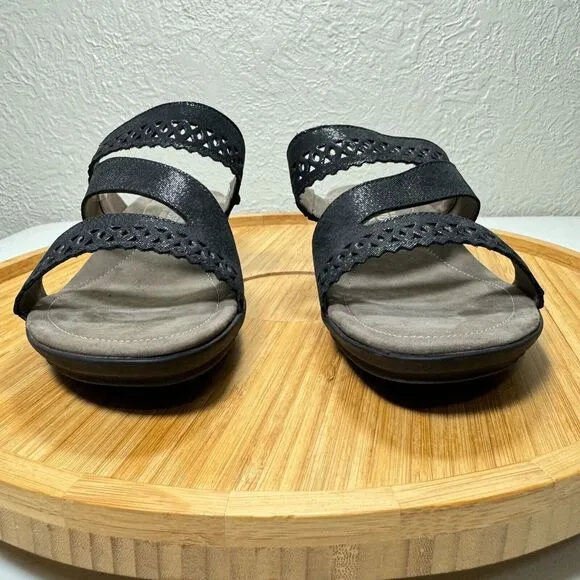 Mephisto Prisca Sandal Slide 36 Wedge‎ Black Nubuck SoftAir Shock Support $279