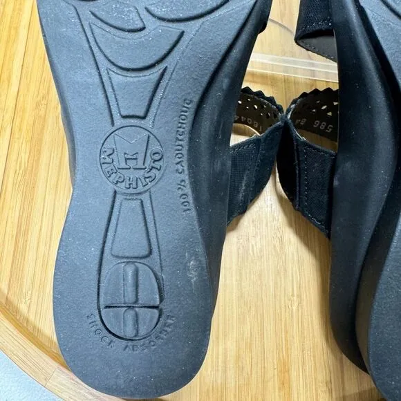 Mephisto Prisca Sandal Slide 36 Wedge‎ Black Nubuck SoftAir Shock Support $279
