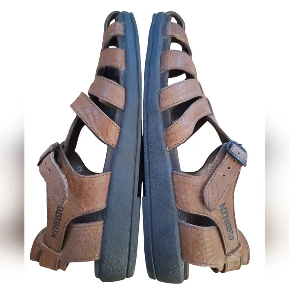 Mephisto SAM Woven Fisherman Gladiator Brown Leather Sandals 10 Comfort Shoes