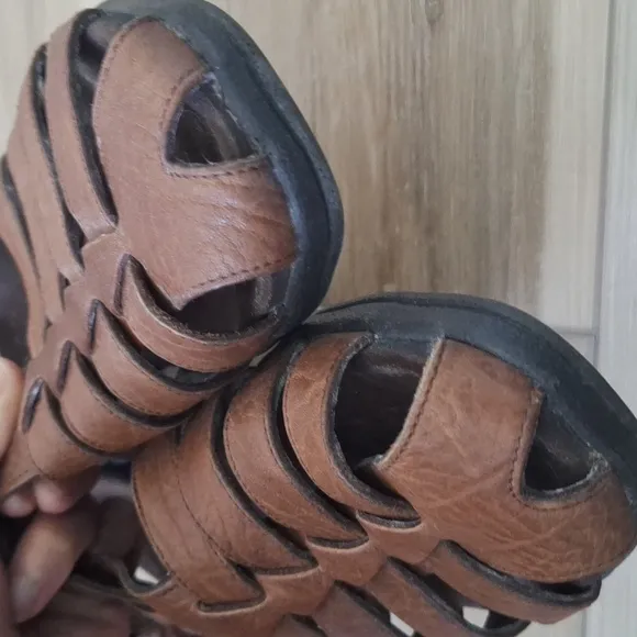 Mephisto SAM Woven Fisherman Gladiator Brown Leather Sandals 10 Comfort Shoes