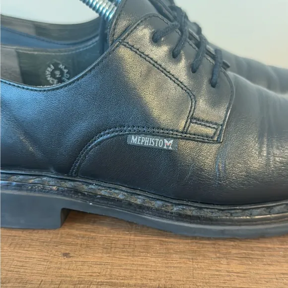 Mephisto Sherpa's Black Men's Sz 7.5 Lace-Up Oxfords Caoutchouc Shock Absorber