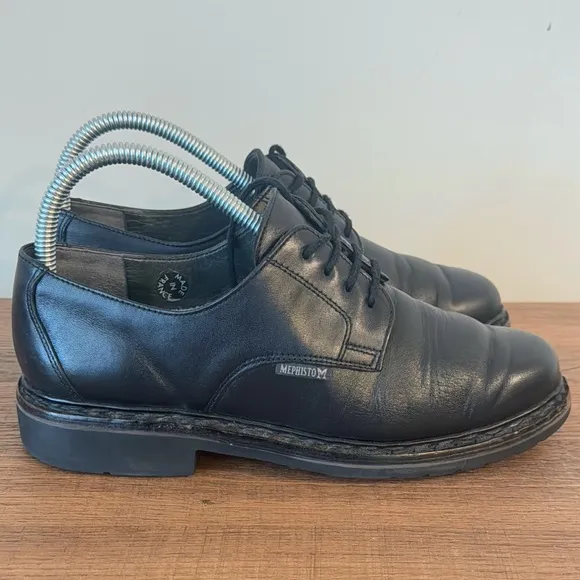 Mephisto Sherpa's Black Men's Sz 7.5 Lace-Up Oxfords Caoutchouc Shock Absorber