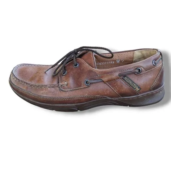 MEPHISTO Spinnaker Men's Dark Brown Leather Coat Shoes Size US 8