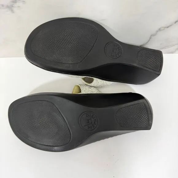 Mephisto Women Mobils Geva Sandals Sz 38 / 7.5 Strappy Leather Python Gray Cream