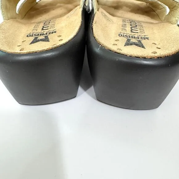 Mephisto Women Mobils Geva Sandals Sz 38 / 7.5 Strappy Leather Python Gray Cream