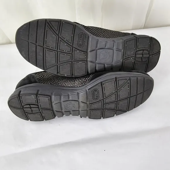 Mephisto Yael Black Velcalf/Miami Silk Leather Casual Sneaker Glitter Size 7.5