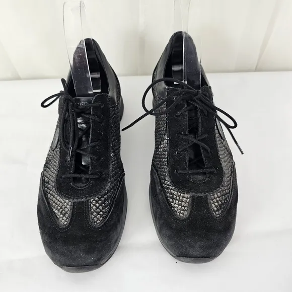 Mephisto Yael Black Velcalf/Miami Silk Leather Casual Sneaker Glitter Size 7.5