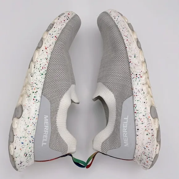 Merell - men’s cloud MOC knit confetti pride slip on sneakers gray shoes size8.5