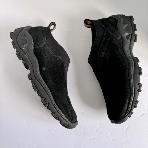 Merrell Black Suede Winter Moc slip ons 9