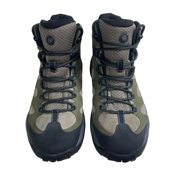 Merrell Reflex 3 Mid Select Dry J77274 Tan Moss Suede Trail Hiking Shoes Size 10