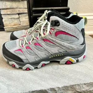 Merrell Women’s Size 7.5 Moab 3 Mid Monument/Fuchsia Hiking Boots NEW