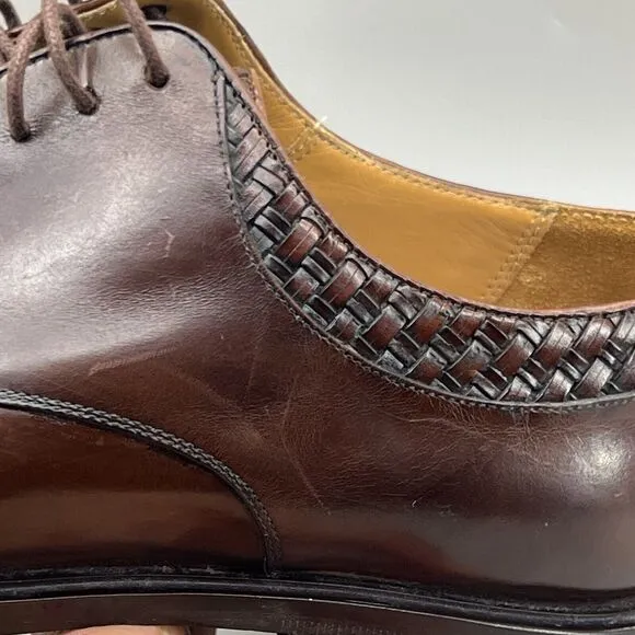Mezlan Haro Woven Leather Shoes Men Size 9 M Brown Blucher Low Top Dress Oxford