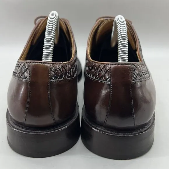Mezlan Haro Woven Leather Shoes Men Size 9 M Brown Blucher Low Top Dress Oxford