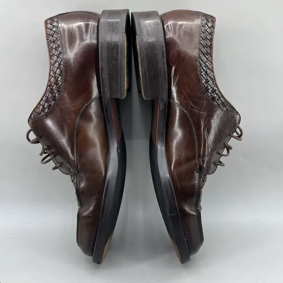 Mezlan Haro Woven Leather Shoes Men Size 9 M Brown Blucher Low Top Dress Oxford