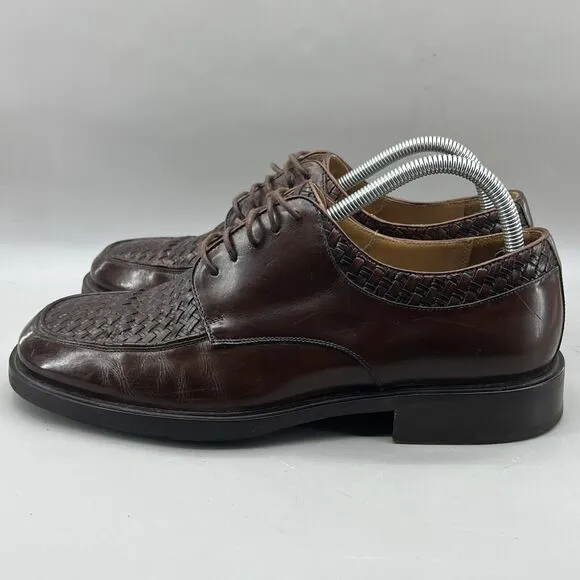 Mezlan Haro Woven Leather Shoes Men Size 9 M Brown Blucher Low Top Dress Oxford