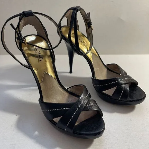 Michael Kors Leather high heel shoes women size 10 dance shoes