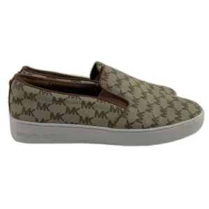 Michael Kors Women's Beige &amp; Brown Monogram Slip-On Sneakers