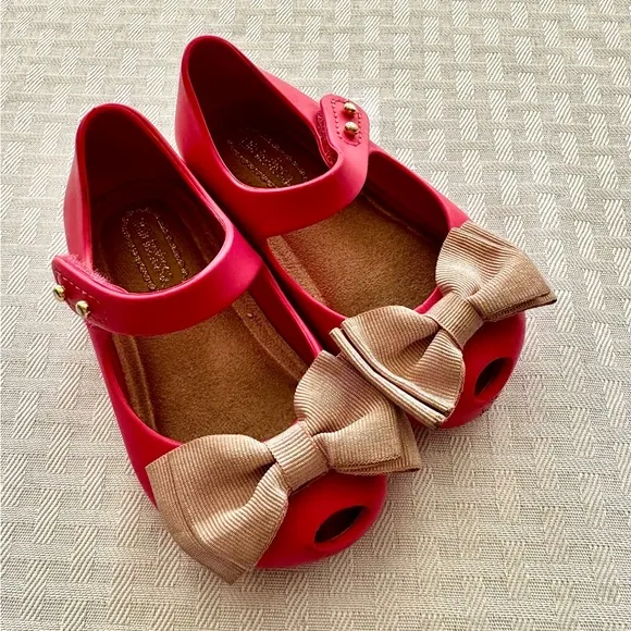 Mini Melissa Ultragirl Bow Jelly Shoes – Hot Pink, Size 6 Toddler