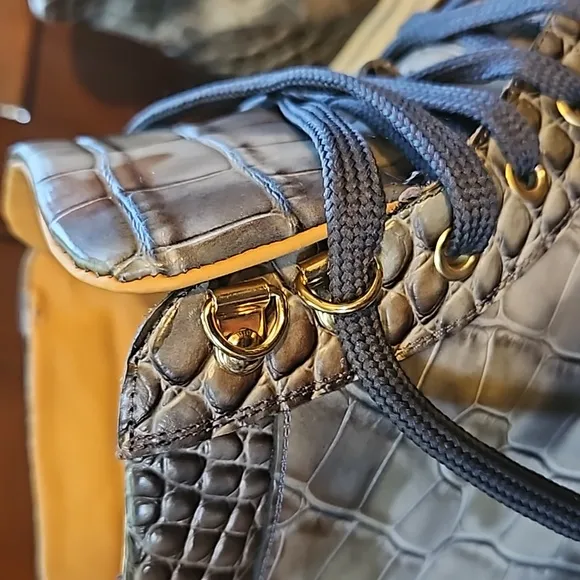 MISTER CROCODILE PRINT/ CALD SKIN LEATHER HIGH-TOP SNEAKERS