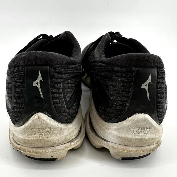 Mizuno Wave Rider 25 Running Shoes WaveKnit Lace Up Mesh Athletic Black 12