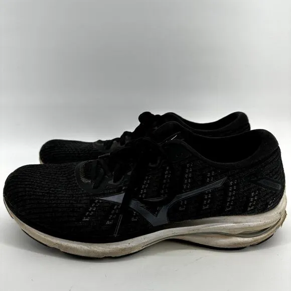 Mizuno Wave Rider 25 Running Shoes WaveKnit Lace Up Mesh Athletic Black 12