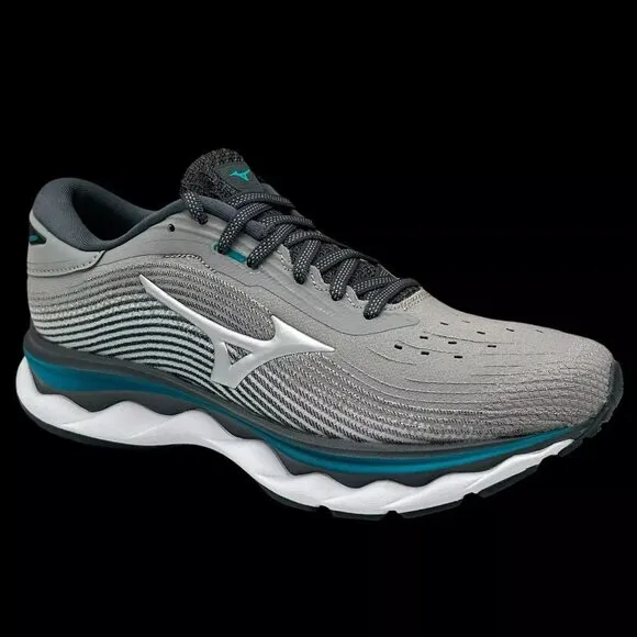 Mizuno Wave Sky 5 Women's Running Shoes Size 7.5 Gray/Aqua Removable Insoles